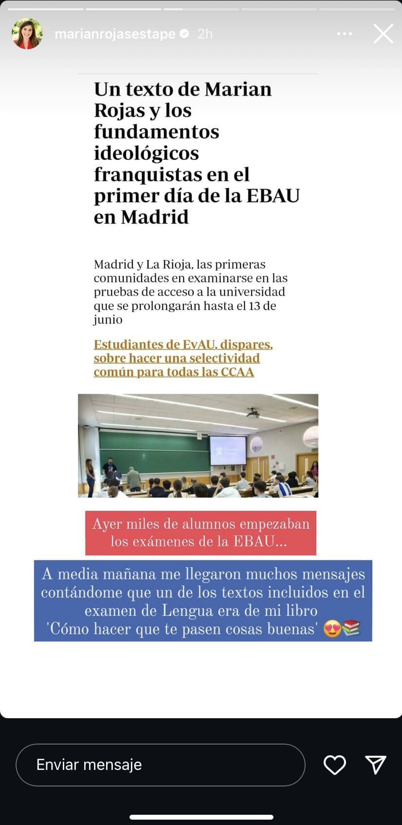 Un texto de la alumni Marian Rojas Estapé sobre la resiliencia en la EvAU