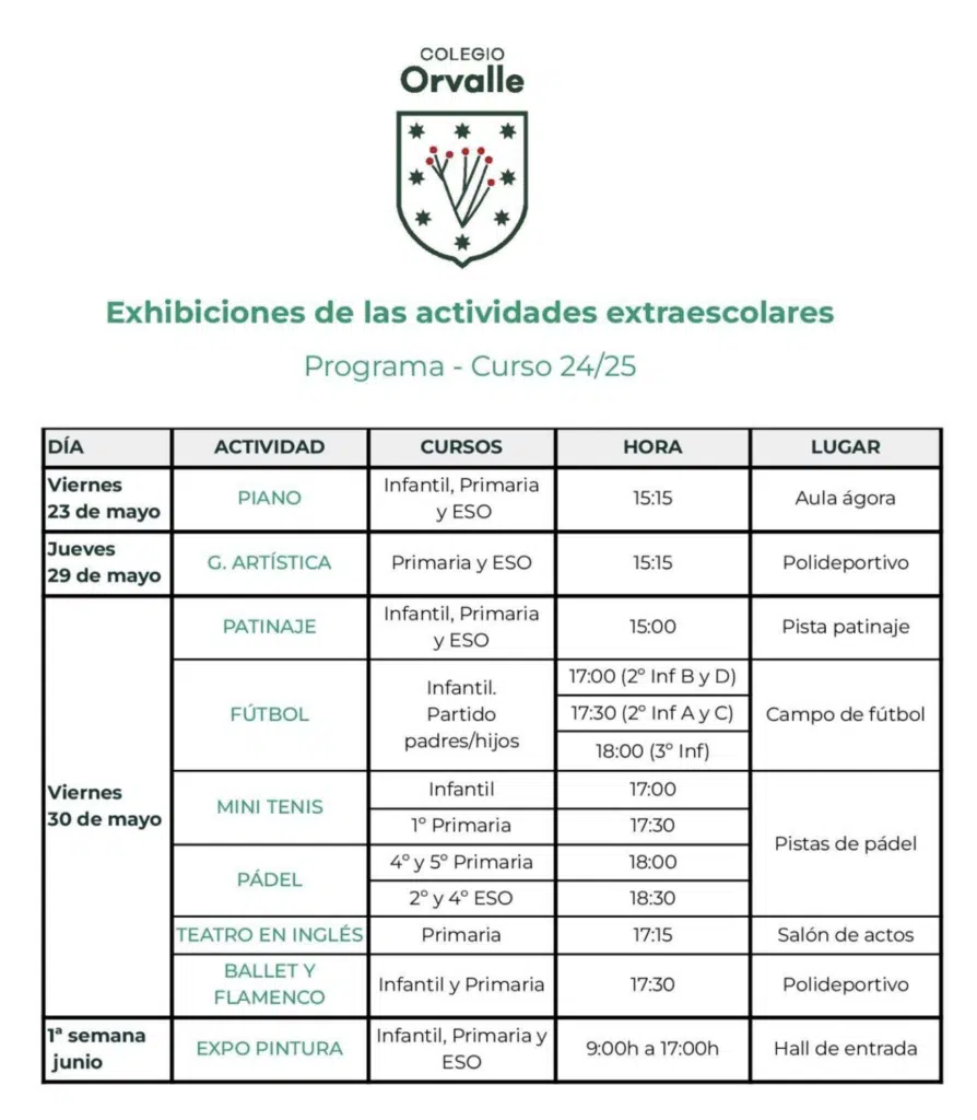 Exhibiciones de las extraescolares: consulta el programa